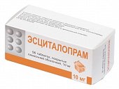 Эсциталопрам, таблетки, покрытые пленочной оболочкой 10мг, 56 шт, Берёзовский фармацевтический завод ЗАО